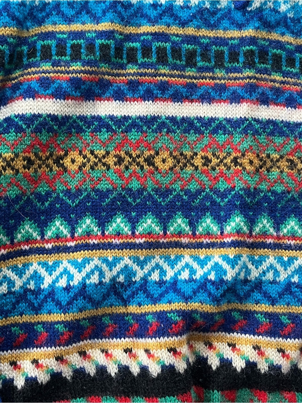 KENZO VINTAGE Blue Multicolore Geometric Patterned  Wool Knit Sweater Polo - Picture 5 of 6